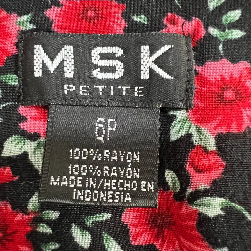 MSK vintage floral Polk dot rose button down midi dress size 6P cottagecore - Picture 8 of 10